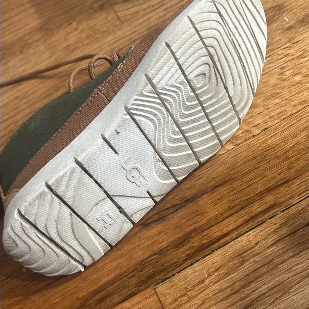 Kids UGG Chukka Boots - Brown & Olive Green Canvas with White Soles